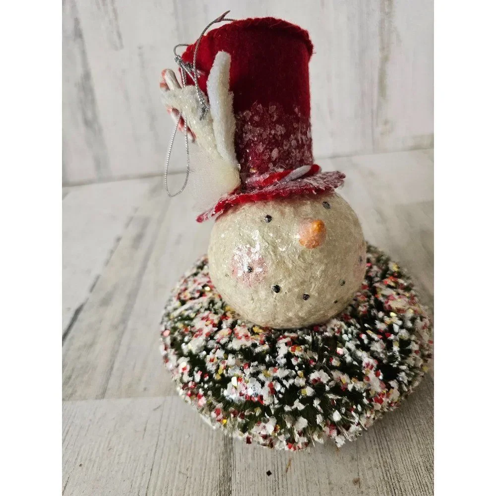 Midwest cannon falls snowman wreath glitter ornament large Maximus decor unique
